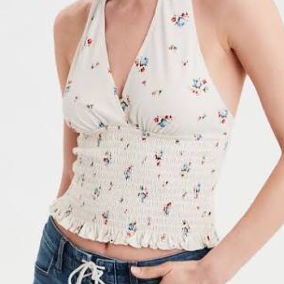 American Eagle Outfitters Tops - american eagle cream / blue / orange floral top